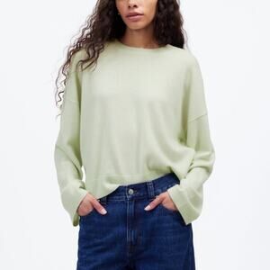 Madewell Cashmere Boxy Sweater Womens M Pale Green Crew Neck Long Sleeve Knitted